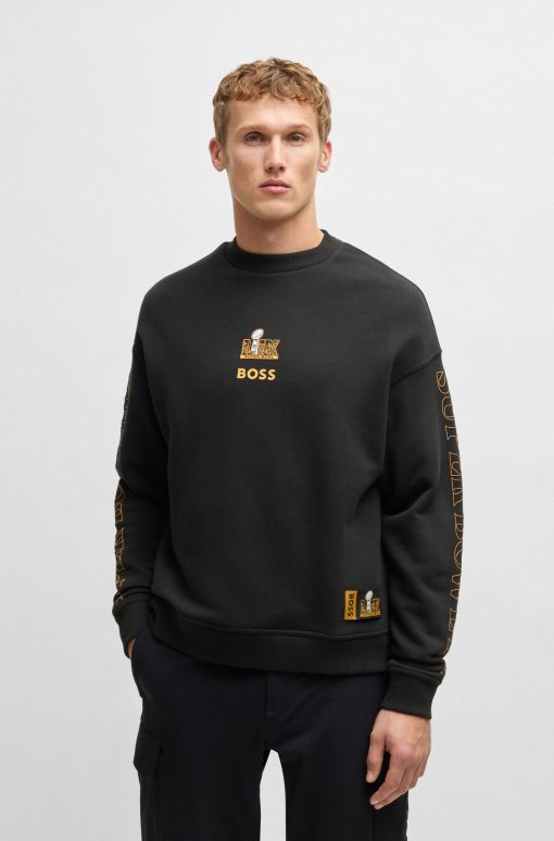 Hugo Boss Tracksuits-BOSS x NFL cotton sweatshirt with gold-tone embroidery-boss hugo