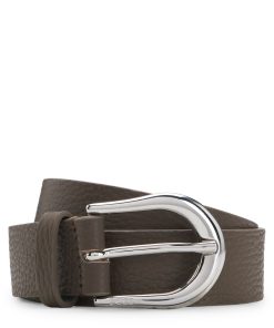 Hugo Boss Belts-Italian-leather belt with polished silver hardware-hugo boss near me