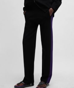 Hugo Boss-NAOMI x BOSS knitted trousers with contrast side stripe-hugo boss store