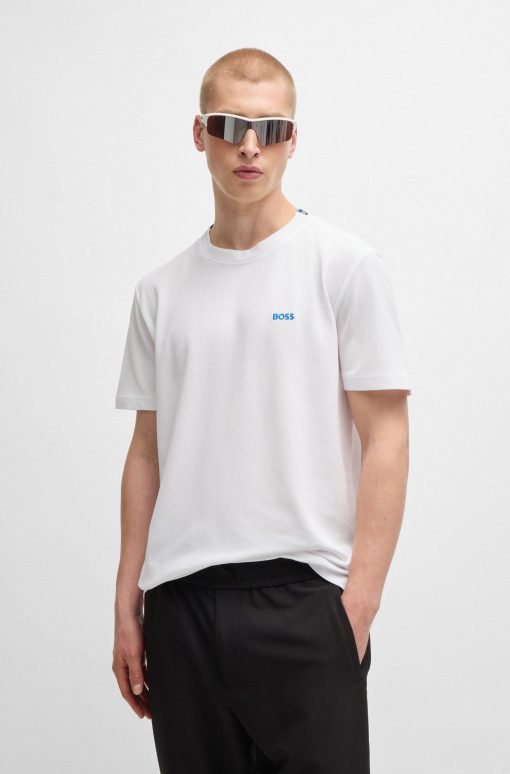 Hugo Boss T-Shirts-Cotton-piqué T-shirt with jacquard-woven back collar-boss outlet