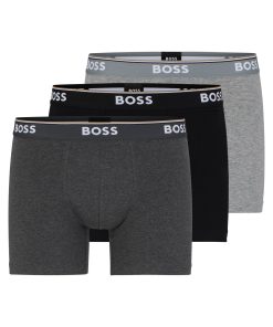 Hugo Boss Underwear-Three-pack of stretch-cotton boxer briefs with logos-hugo boss outlet