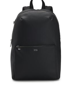 Hugo Boss Bags-Textured backpack with logo hardware-hugo