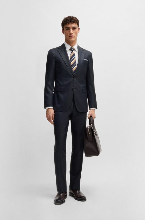 Hugo Boss Suits-Regular-fit suit in patterned wool and silk-hugo boss near me