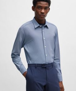 Hugo Boss-Regular-fit shirt in patterned performance-stretch material-boss store near me