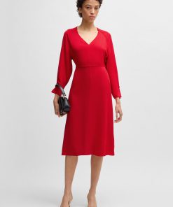 Hugo Boss Dresses-V-neck dress with button cuffs-boss near me