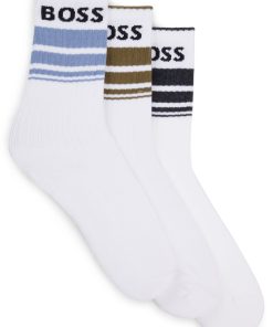 Hugo Boss-Three-pack of short socks with stripes and logos-hugo boss near me