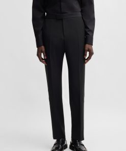 Hugo Boss-Regular-fit tuxedo trousers in wool-hugo boss store near me