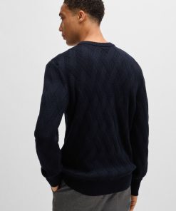 Hugo Boss Sweaters and Cardigans-Wool regular-fit sweater with knitted structure-boss hugo 2