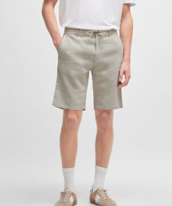 Hugo Boss-Tapered-fit shorts in a linen blend-boss outlet