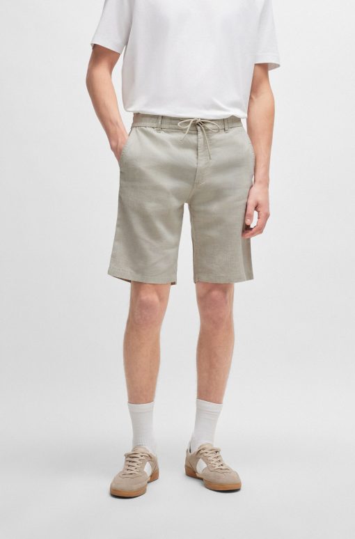 Hugo Boss-Tapered-fit shorts in a linen blend-boss outlet