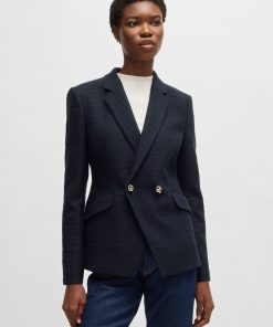 Hugo Boss Tailored Jackets-Slim-fit blazer in tweed-hugo boss near me