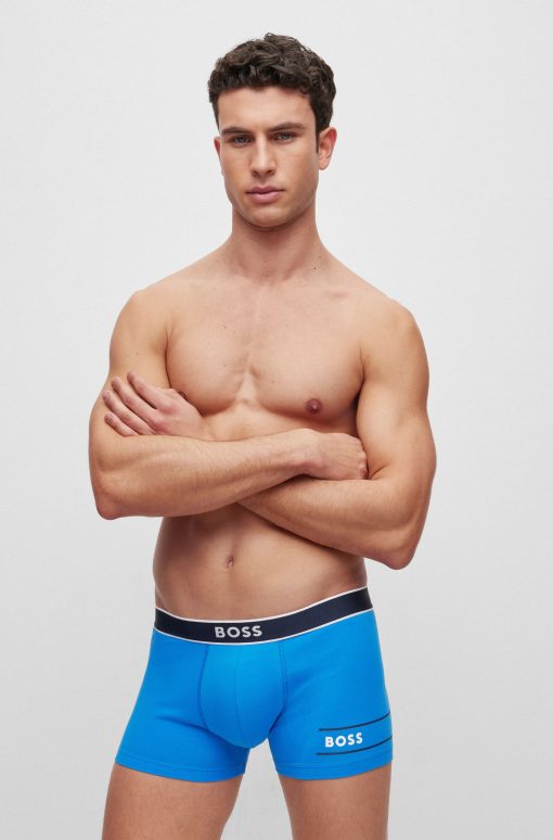 Hugo Boss Underwear-Cotton-blend trunks with stripes and logos-hugoboss - Image 2