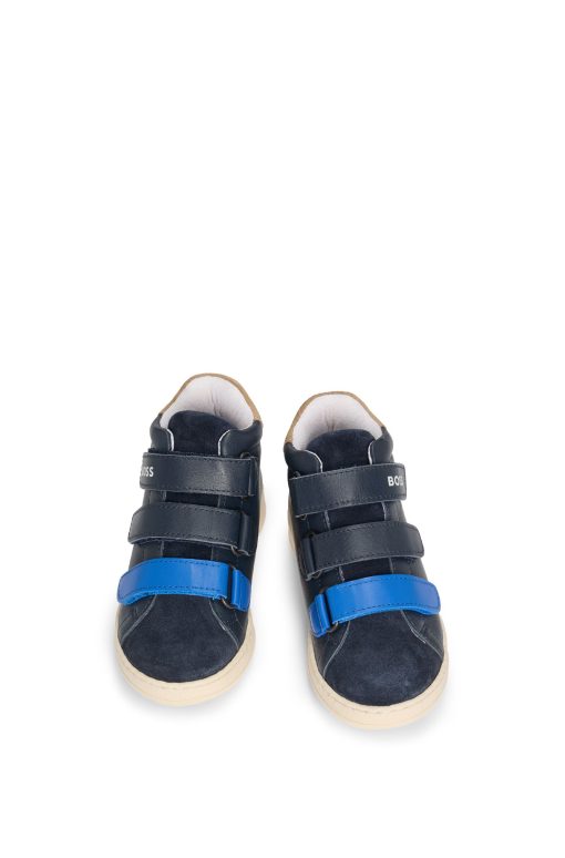 Hugo Boss-Kids' trainers in leather with branded touch-closure straps-hugo by hugo boss - Image 2