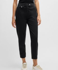 Hugo Boss-Casual trousers in stretch-cotton satin-boss store