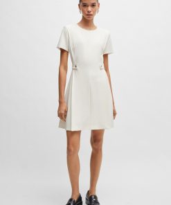 Hugo Boss Dresses-Regular-fit dress in stretch fabric with hardware buttons-hugoboss 2