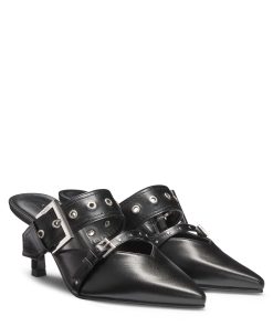 Hugo Boss Pumps-Nappa-leather mules with twin buckled straps-boss outlet