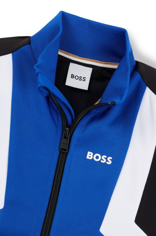 Hugo Boss-Kids' zip-up jacket with stripes and logo details-hugo boss sale - Image 2