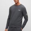 Hugo Boss Sweatshirts and Jogging Pants-Suede-look pajamas in cotton with embroidered logos-boss store 3