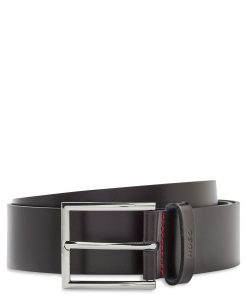 Hugo Boss Belts-Leather belt with logo-stamped keeper-boss outlet