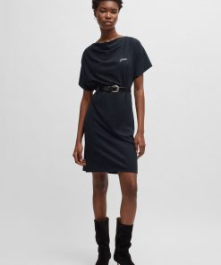 Hugo Boss Dresses-T-shirt dress with crystal logo-hugo 2