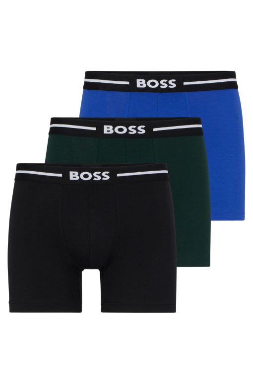 Hugo Boss Underwear-Three-pack of stretch-cotton boxer briefs with logos-hugo boss store