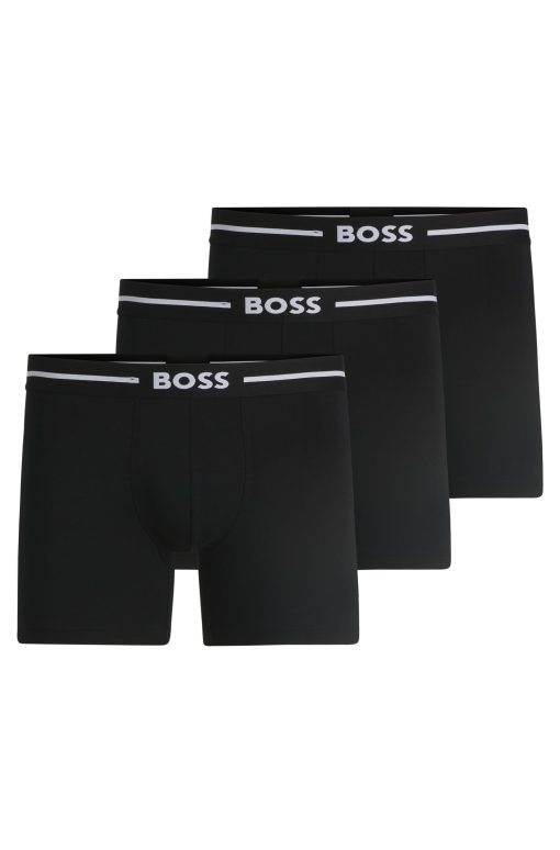 Hugo Boss Underwear-Three-pack of stretch-cotton boxer briefs with logos-hugo boss store