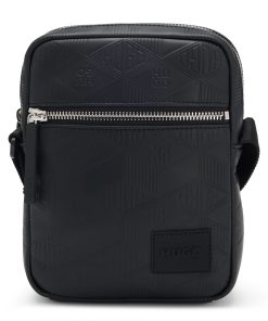 Hugo Boss Bags-Faux-leather reporter bag with stacked and geometric logos-hugo boss sale