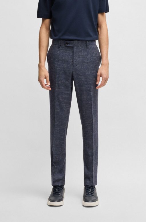 Hugo Boss-Slim-fit trousers in patterned wool-hugoboss