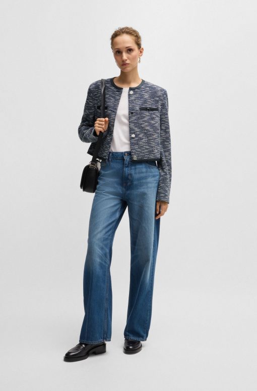 Hugo Boss Tailored Jackets-Cropped jacket in cotton tweed-boss near me - Image 2