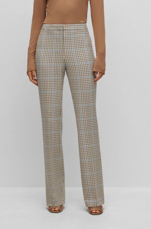 Hugo Boss Pants-Regular-fit trousers in checked stretch material-hugo boss store