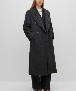 Hugo Boss Jackets and Coats-Double-breasted coat in cotton-hugo