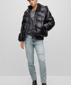 Hugo Boss Jackets and Coats-Hooded puffer jacket with metallic effect-boss outlet 2