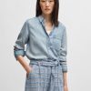 Hugo Boss Blouses-Regular-fit blouse in striped cotton poplin-boss store 4