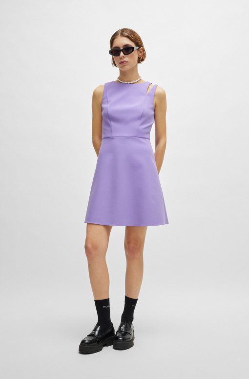 Hugo Boss Dresses-Sleeveless mini dress with cut-out shoulder detail-hugo by hugo boss