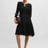 Hugo Boss Dresses-Structured-stripe dress in stretch-cotton jersey-boss hugo 3