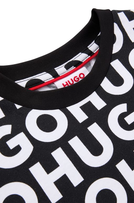 Hugo Boss-Kids' T-shirt in cotton with all-over logo print-hugo boss outlet - Image 2