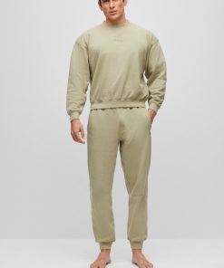 Hugo Boss Sweatshirts and Jogging Pants-Suede-look pajamas in cotton with embroidered logos-boss store 2