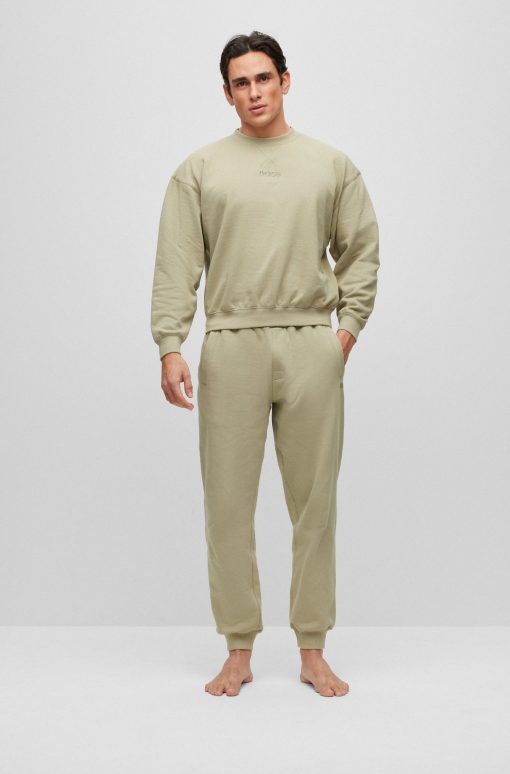 Hugo Boss Sweatshirts and Jogging Pants-Suede-look pajamas in cotton with embroidered logos-boss store - Image 2