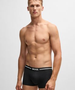 Hugo Boss Underwear-Three-pack of stretch-cotton trunks with logo waistbands-boss store 2