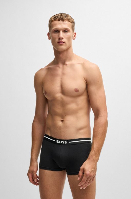 Hugo Boss Underwear-Three-pack of stretch-cotton trunks with logo waistbands-boss store - Image 2