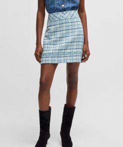 Hugo Boss Skirts-Slim-fit tweed mini skirt with fringing-boss store