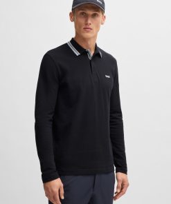 Hugo Boss Polo Shirts-Long-sleeved polo shirt in cotton piqué-boss hugo