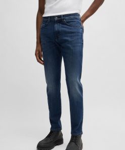 Hugo Boss Pants-Maine Regular-fit jeans in blue stretch denim-hugo boss store near me