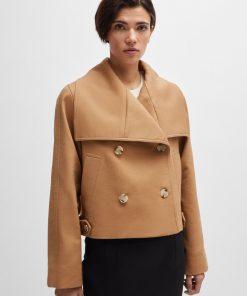 Hugo Boss Jackets and Coats-Double-breasted coat in stretch material-hugo boss near me