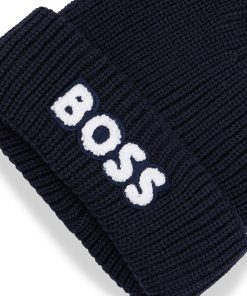 Hugo Boss-Kids’ double-layer beanie hat with terry branding-boss hugo 2