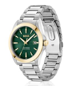 Hugo Boss Watches-Gold- and silver-tone watch with green grooved dial-hugoboss 2