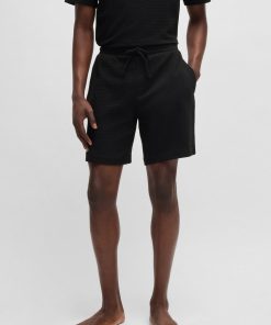 Hugo Boss Underwear-Waffle-structured pajama shorts with embroidered logo-hugo boss store near me