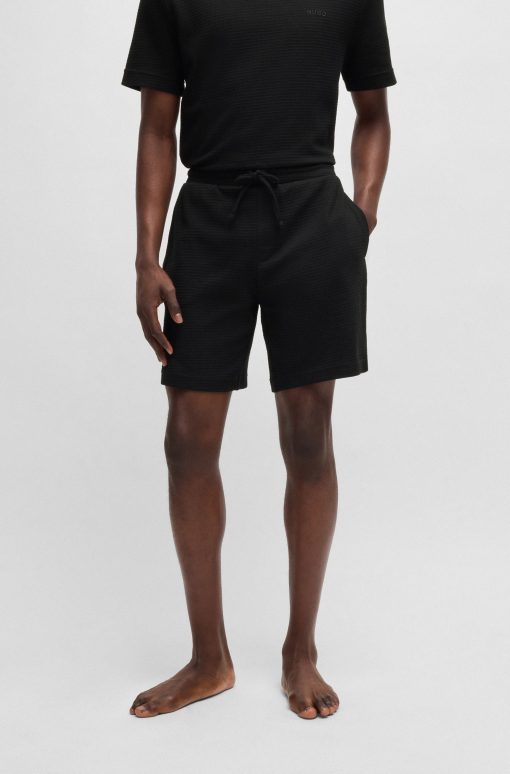 Hugo Boss Underwear-Waffle-structured pajama shorts with embroidered logo-hugo boss store near me