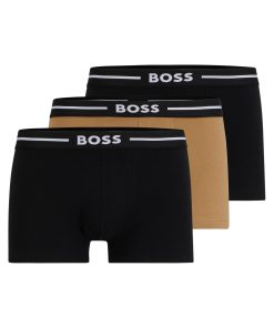 Hugo Boss Underwear-Three-pack of stretch-cotton trunks with logo waistbands-hugo boss sale 2