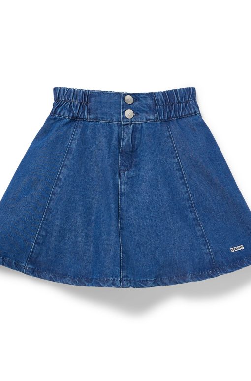 Hugo Boss-Kids' denim skirt with embroidered logo-boss hugo